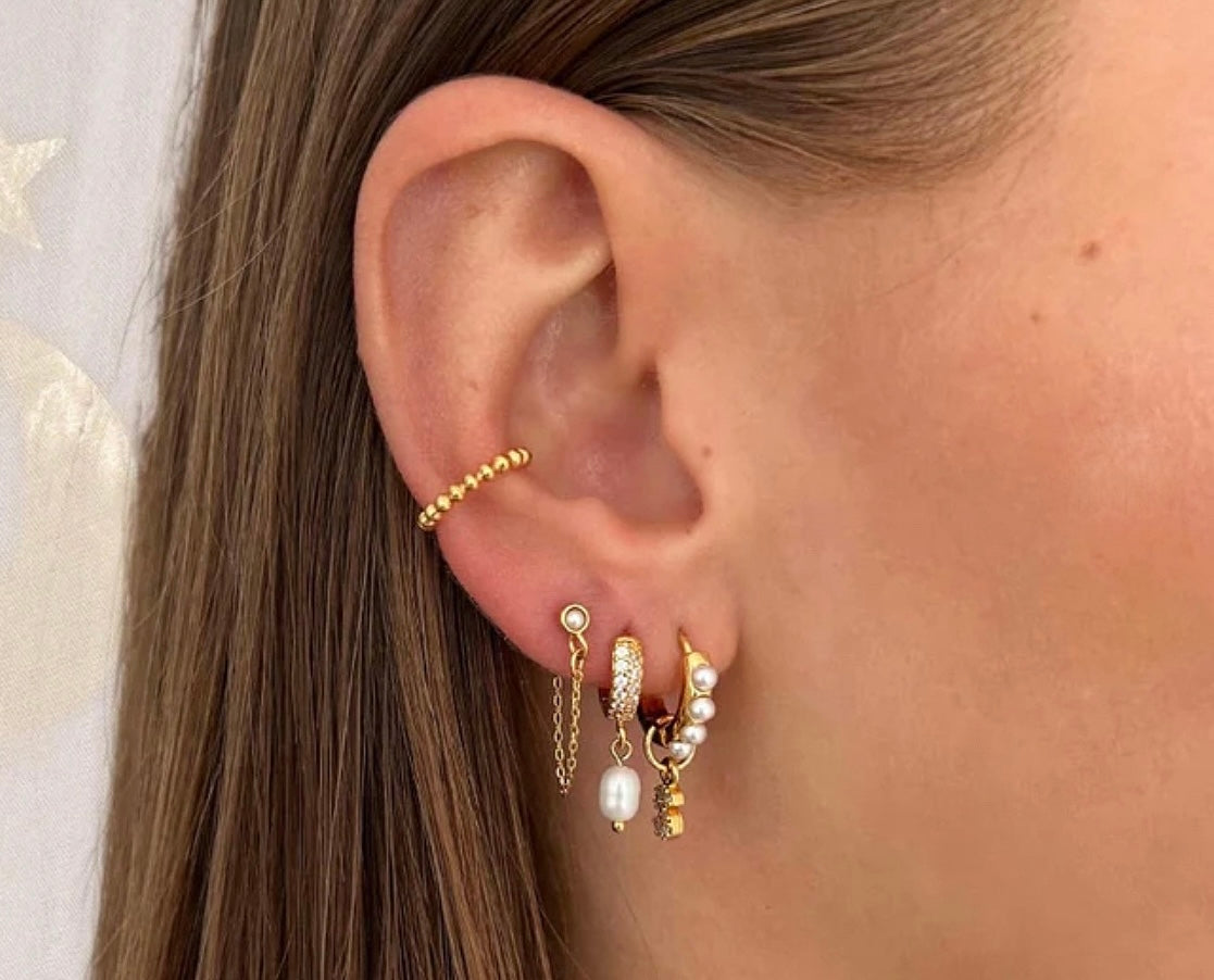 Shiny Hoop Small Pearl Ohrringe