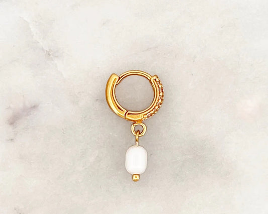 Shiny Hoop Small Pearl Ohrringe